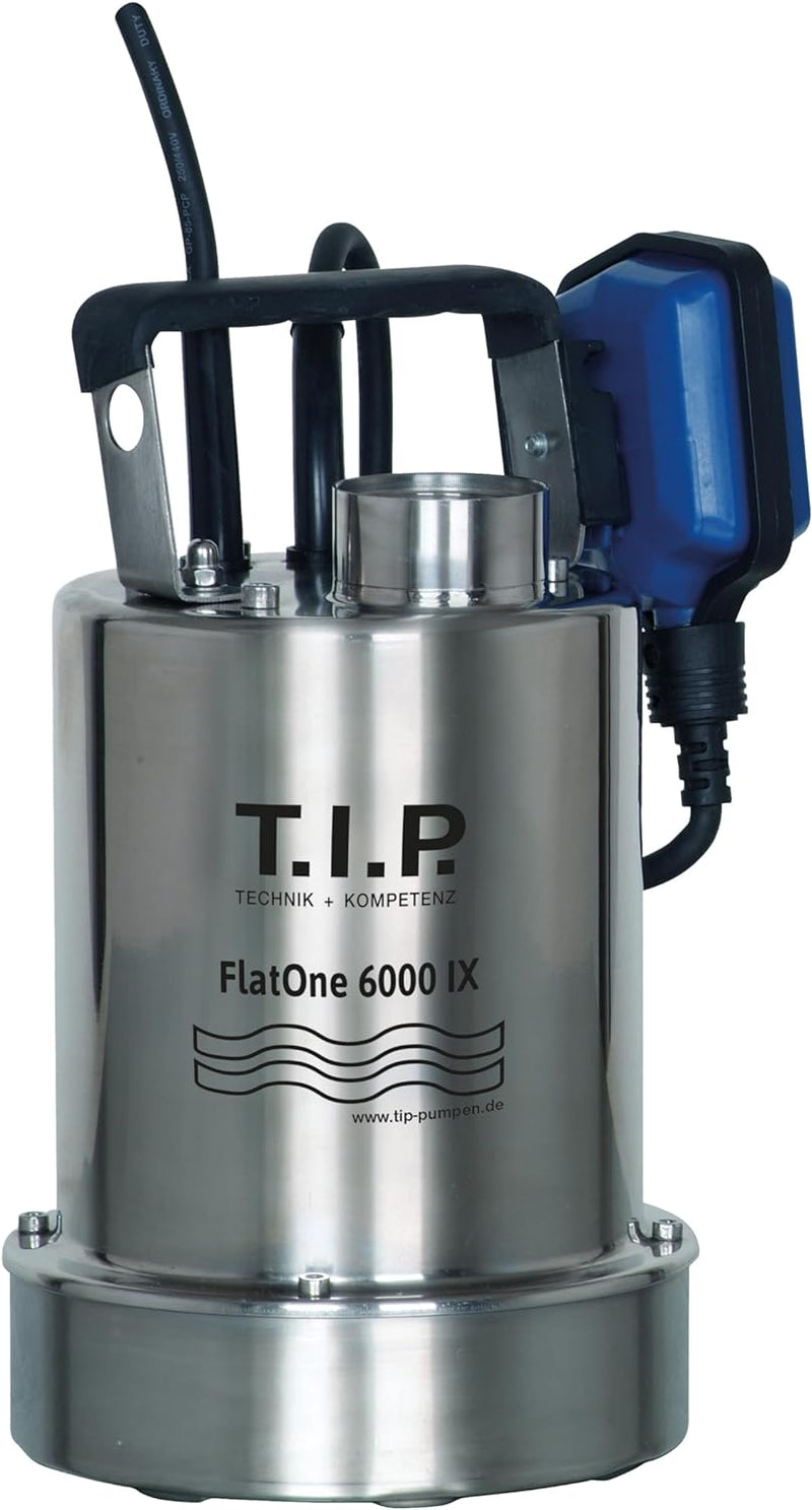 T.I.P. FlatOne 6000 INOX Drainage und Poolentwässerungspumpe Silber/schwarz 22.5 x 16.5 x 27 cm