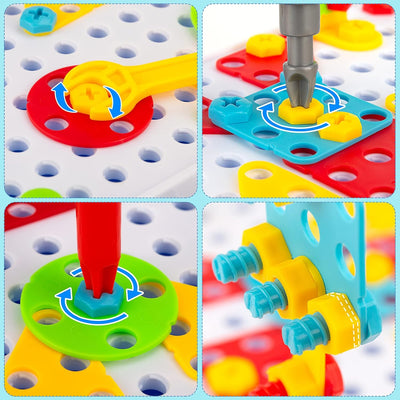 Wisplye Mosaik Steckspiel Spielzeug ab 3 4 5 Jahre Kinder, 237 Stück Montessori 3D&2D Puzzle Pädagog