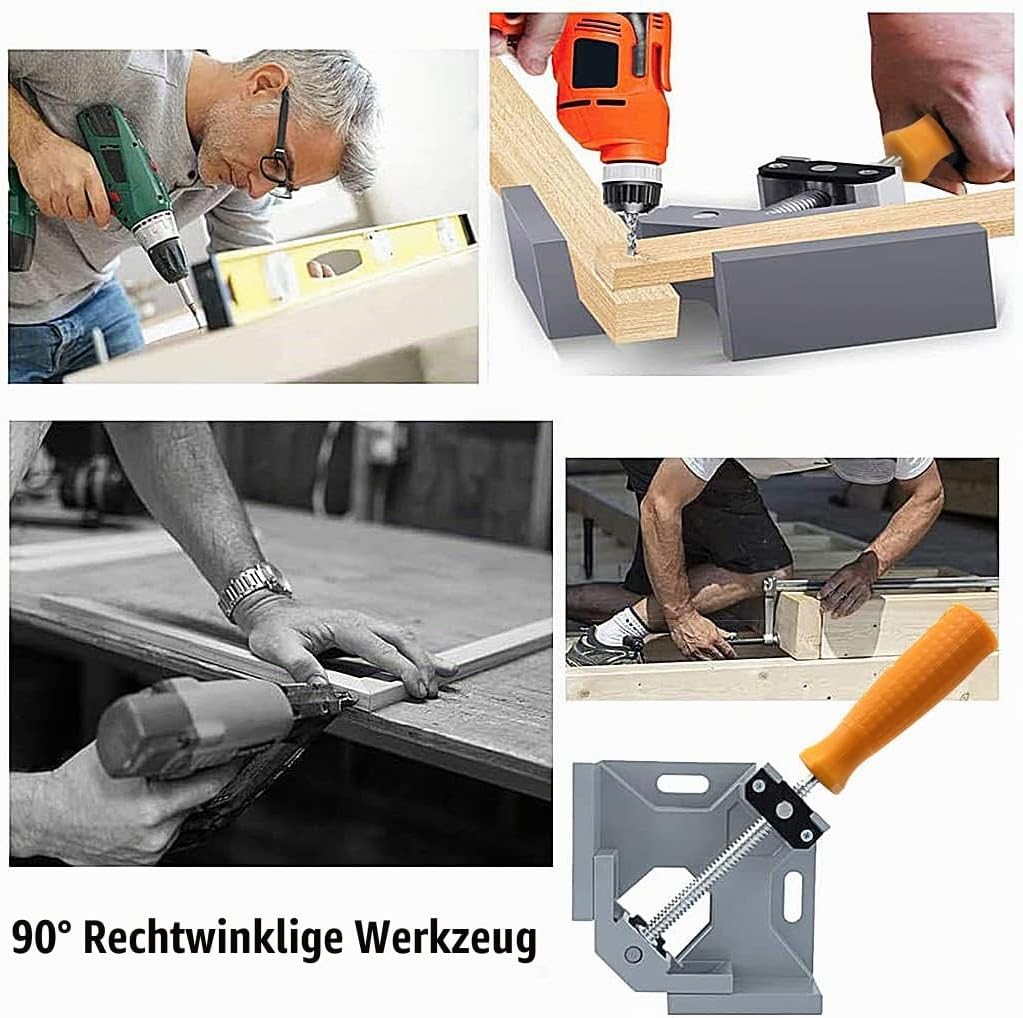 4 Stück Winkelspanner 90 Grad, Aluminium-Legierung Eckspanner, Mit Swing Kiefer, Single Handle, Wink