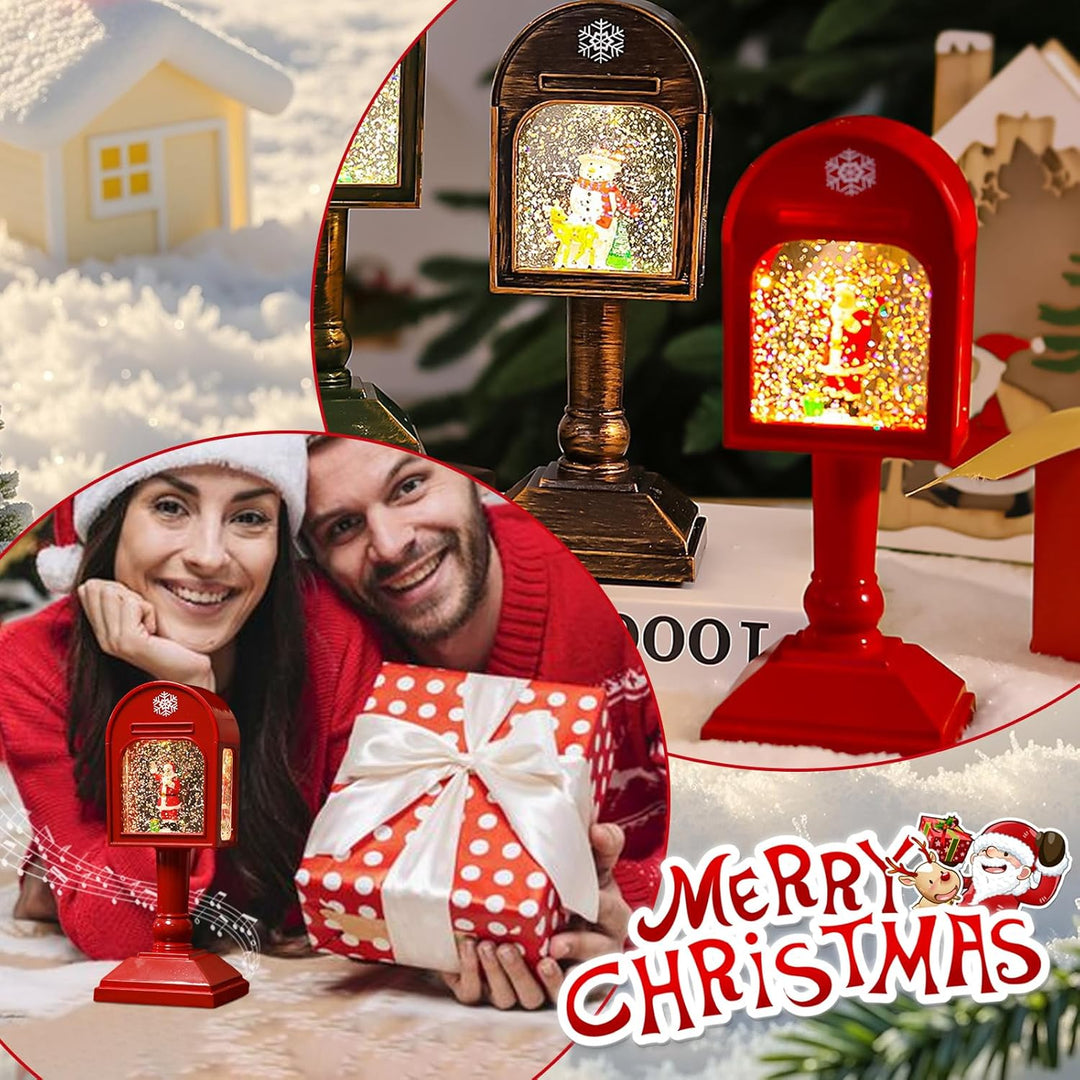 Weihnachtsdeko Laterne, Weihnachts Schneekugel Laterne mit Musik, Weihnachtslaterne, LED Weihnachts
