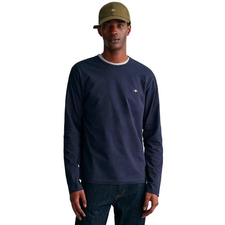 GANT Herren Reg Shield Ls T-Shirt 3XL Evening Blue, 3XL Evening Blue