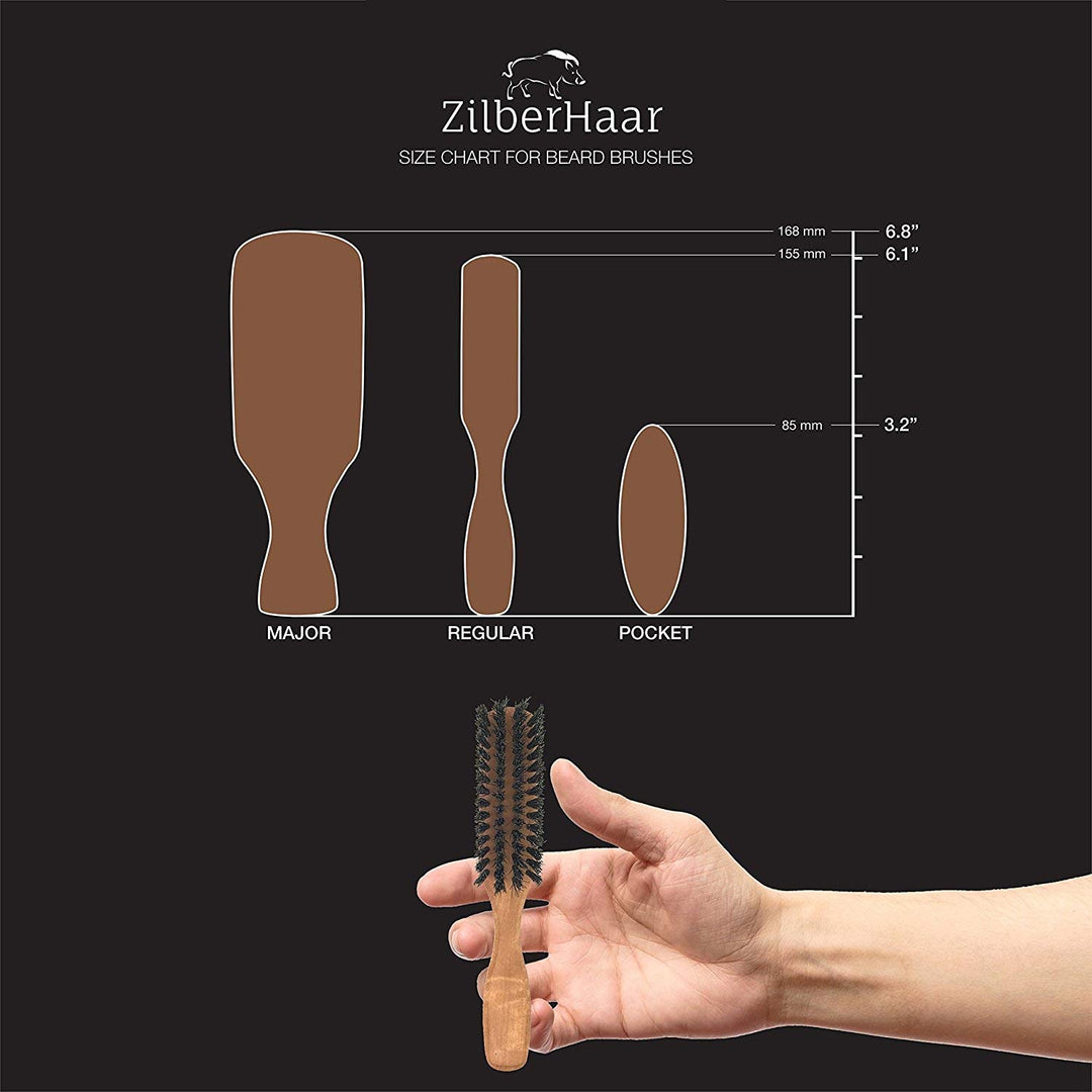 ZilberHaar Bartbürsten-Pflegeset für Männer - 1 Bartbürste + 1 Taschenbürste + 1 Bürsten Reinigungsw