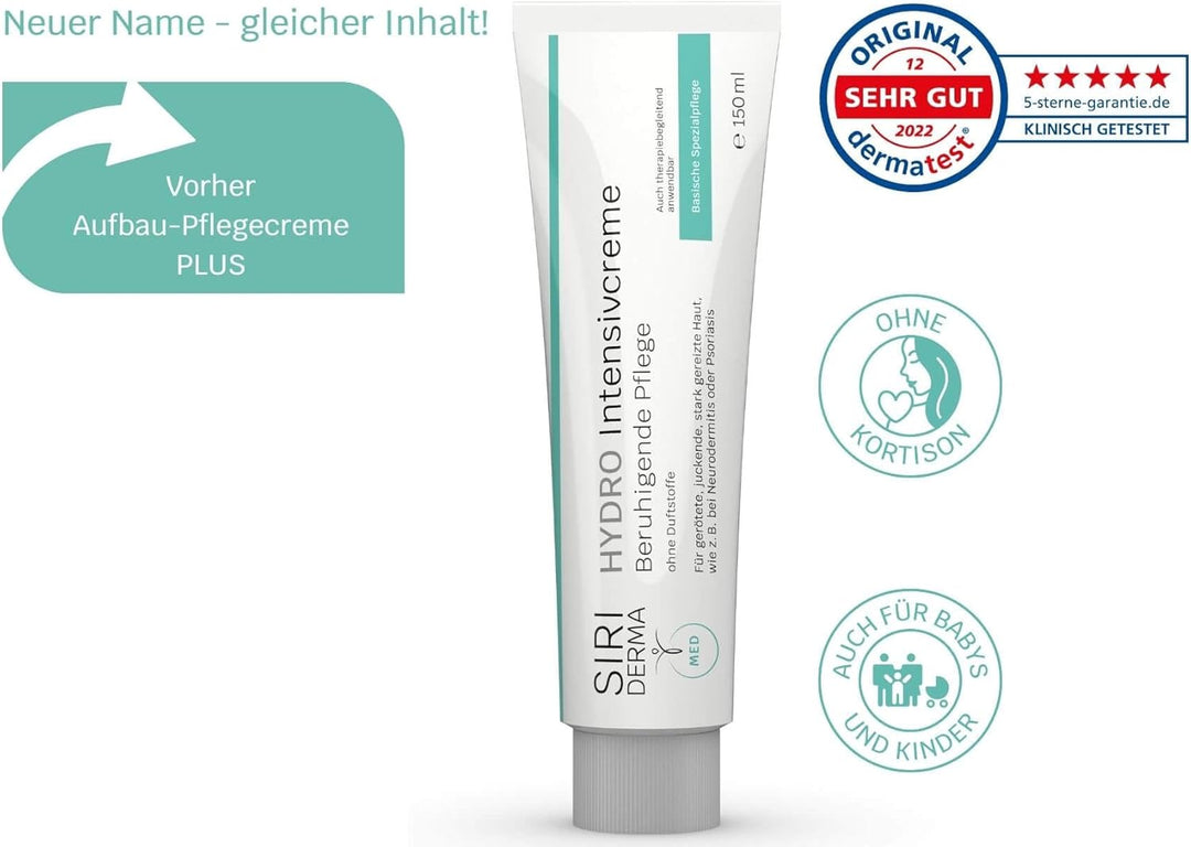 SIRIDERMA Aufbau-Pflegecreme PLUS| Creme für juckende und gereizte Haut bei Neurodermitis und Psoria