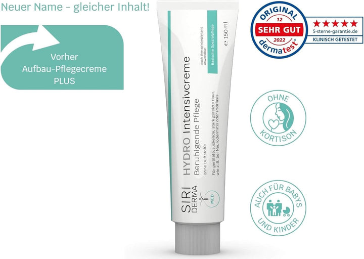 SIRIDERMA Aufbau-Pflegecreme PLUS| Creme für juckende und gereizte Haut bei Neurodermitis und Psoria