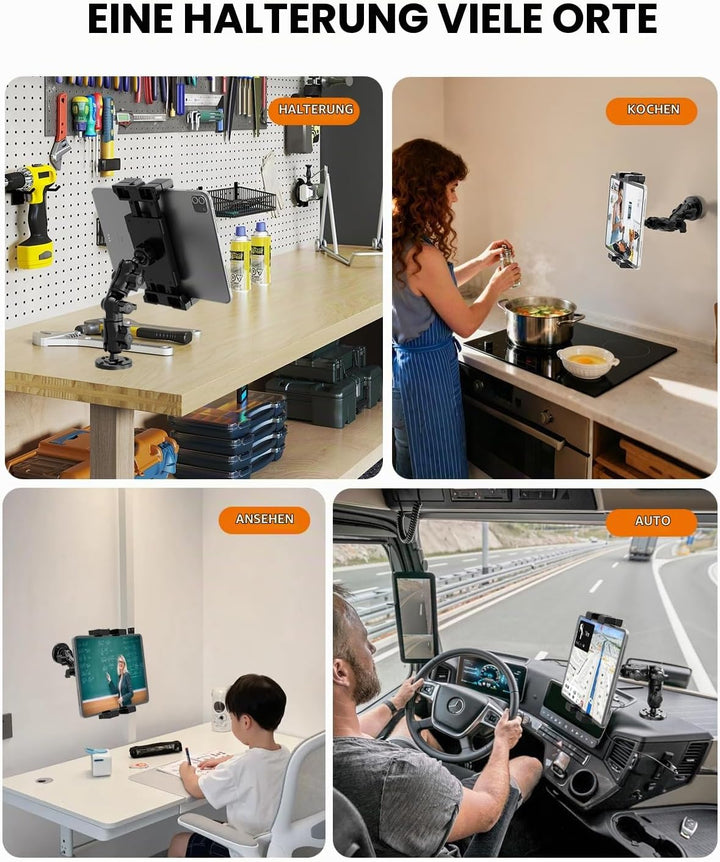 OHLPRO Heavy Duty Tablet Halterung LKW Dashboard - Bohrfuss Halter für iPad &amp; Tablets (5-17 Zoll), P