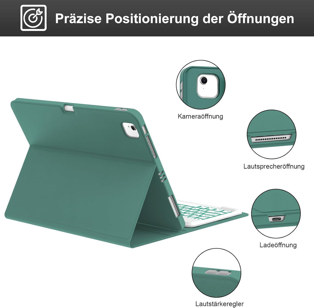 Hülle Beleuchtete Tastatur für Air 13 Zoll (2025/2024) M3/M2, QWERTZ Magnetisch Abnehmbare Keyboard