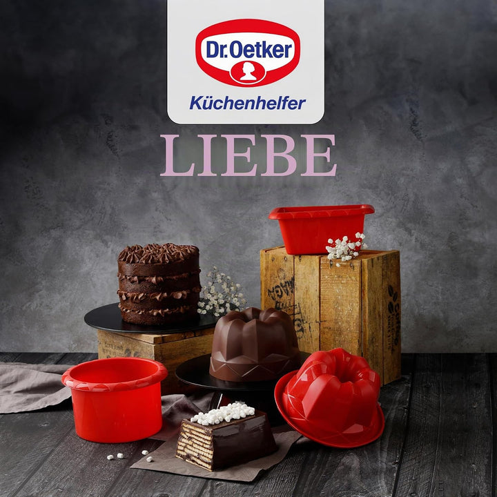 Dr. Oetker Mini-Kastenform 18 cm Flexxibel Love, Königskuchenform aus Silikon, Brotbackform für eind