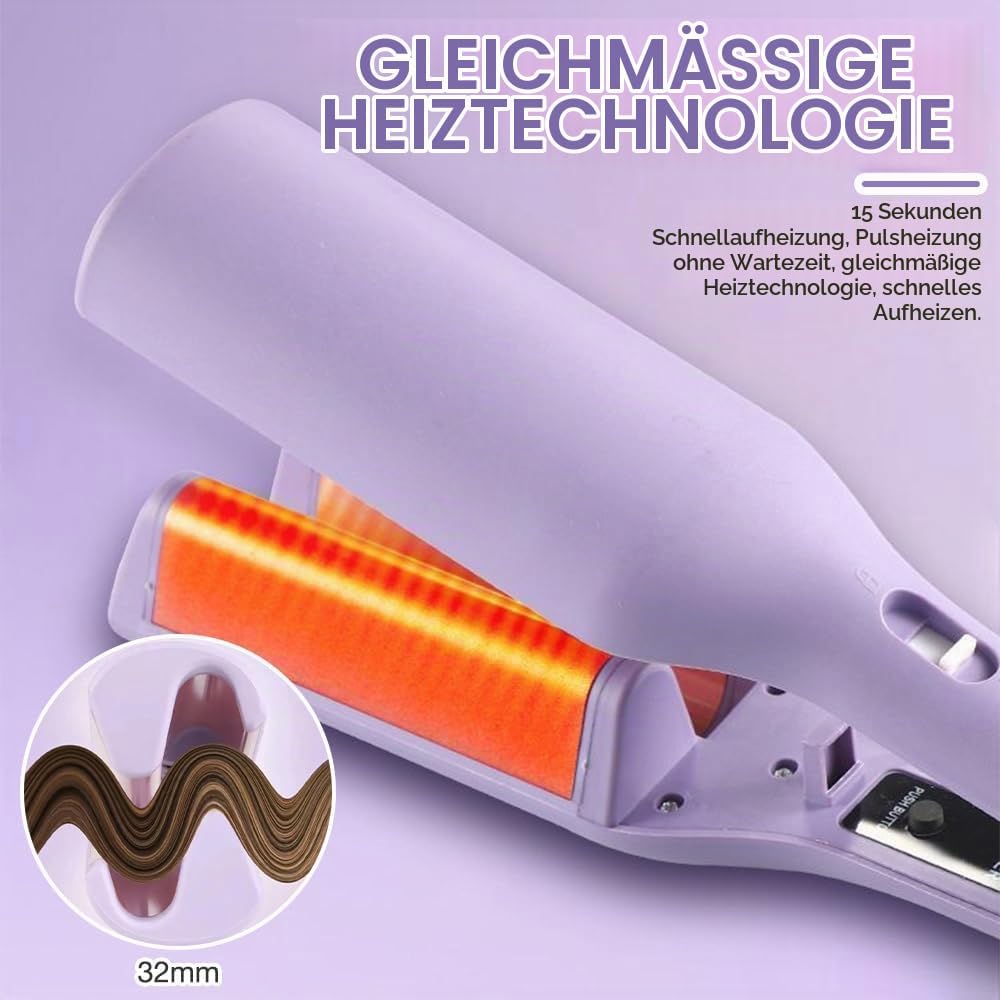 Welleneisen für Haare, 32mm Lockenstab Grosse Locken mit 4 Einstellbarer Temperatur Reisegrösse Beac