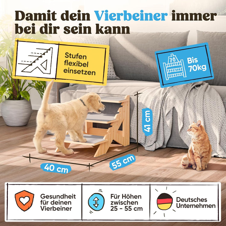 AMAZINGs Haustiertreppe für kleine, mittlere und schwere Hunde, Junge und alte Katzen. Flexibel eins