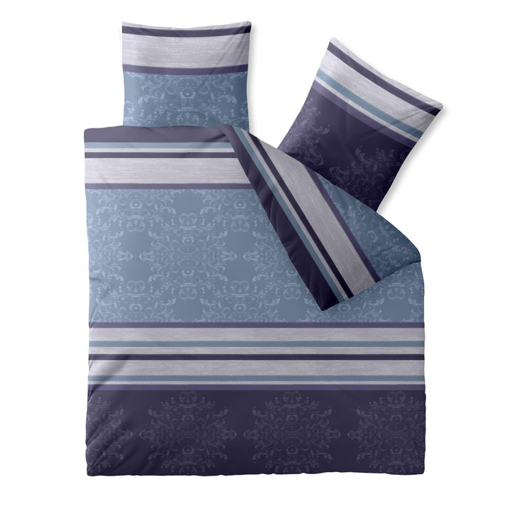 CelinaTex Fashion Bettwäsche 200x200 cm 3teilig Baumwolle Nicole Streifen Ornamente Blau Violett 200