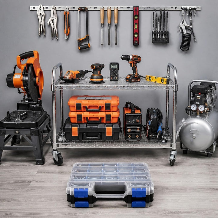 Doppelseitige Schrauben Sortierbox, 34 Fächer Kleinteile Organizer mit Abnehmbarer Trennstege, Aufbe