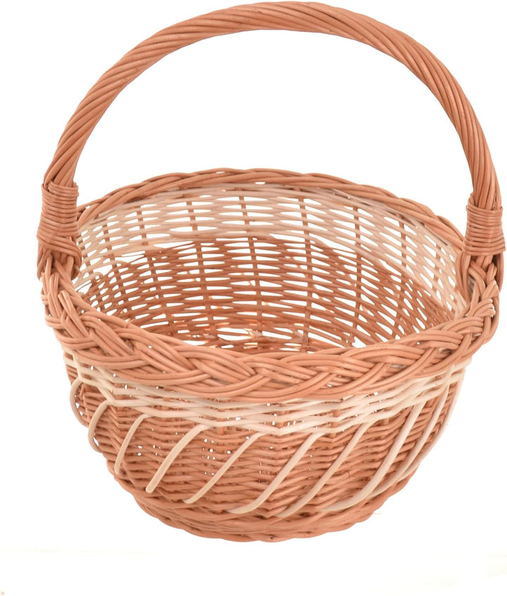 Weidenkorb Zweifarbig mit Henkel, Osterkorb & Präsentkorb Leer, 34x28x13 cm, für Ostern, Eier, Oster