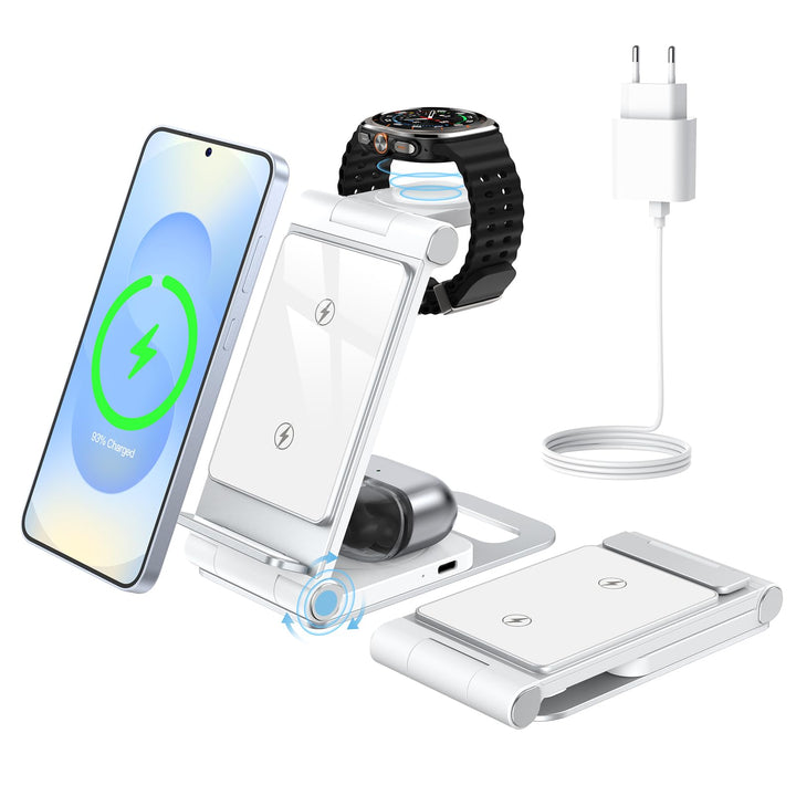 3 in 1 Induktive Ladestation Faltbar für Samsung Galaxy S25 Ultra Plus FE S24 S23 S22 S21 S20 Series