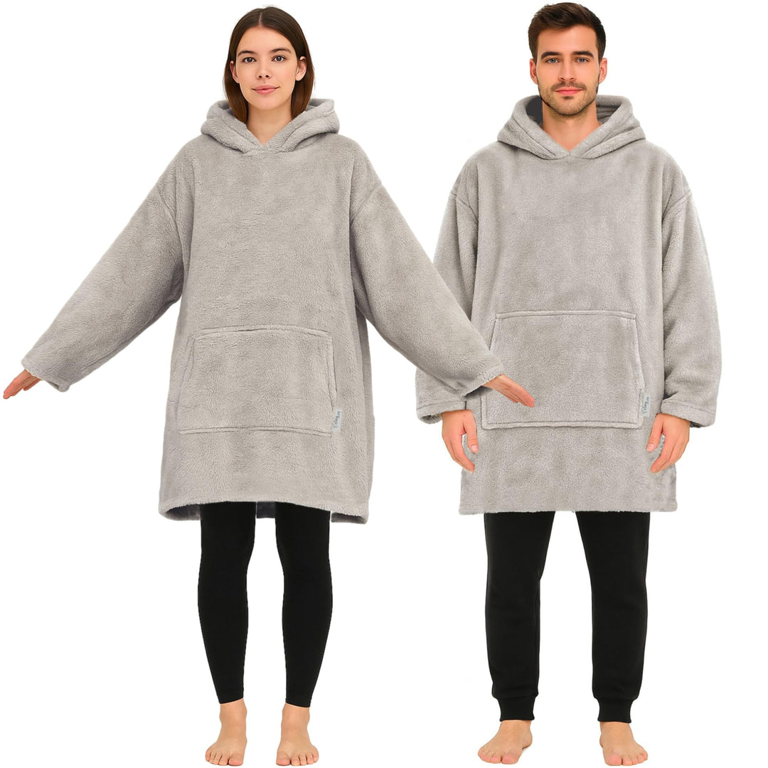 Hoodie Decke mit Ärmeln - Plüsch Sherpa Deckenpullover Oversize Kuscheldecke zum anziehen Kuschelpul