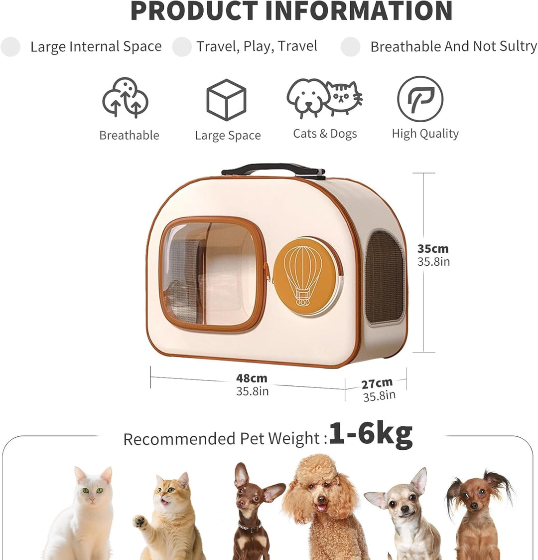 PETCUTE Hundetransportbox mit Rollen,Faltbarer Katzenrucksack mit Innerer Sicherheitsleine,Tragbar u