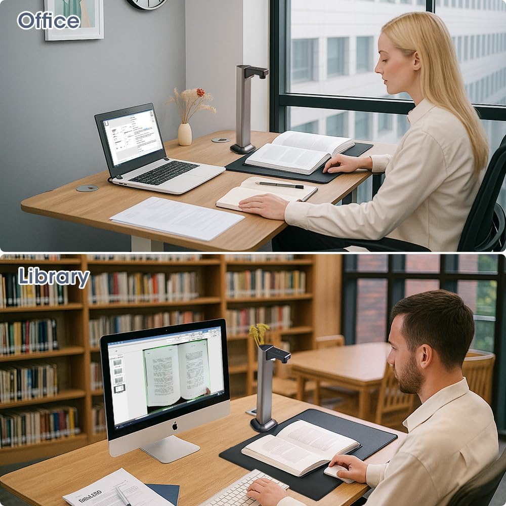 A3 Scanner Dokumentenscanner USB: 13MP Buchscanner mit OCR TTS Visualizer 3-Stufige LED Beleuchtung