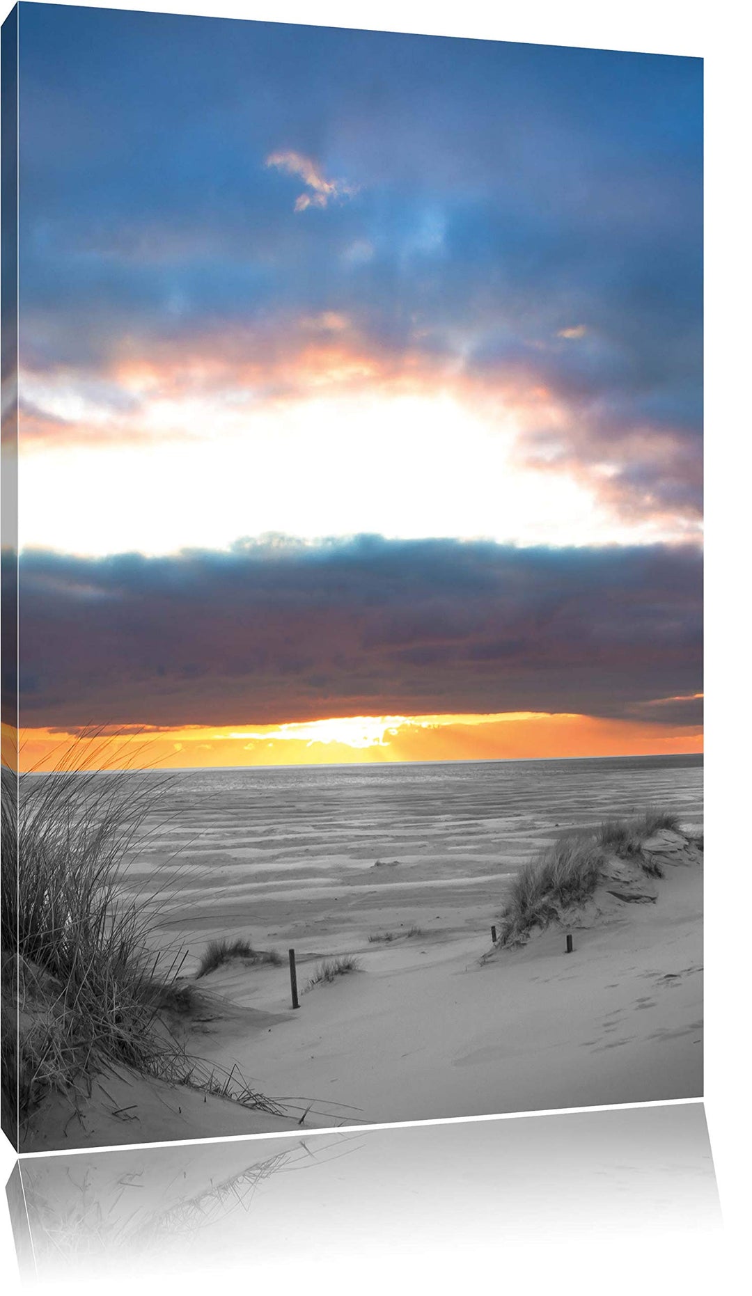 Pixxprint Nordseeküste bei Sonnenaufgang als Leinwandbild/Grösse: 100x70 cm/Wandbild/Kunstdruck/fert