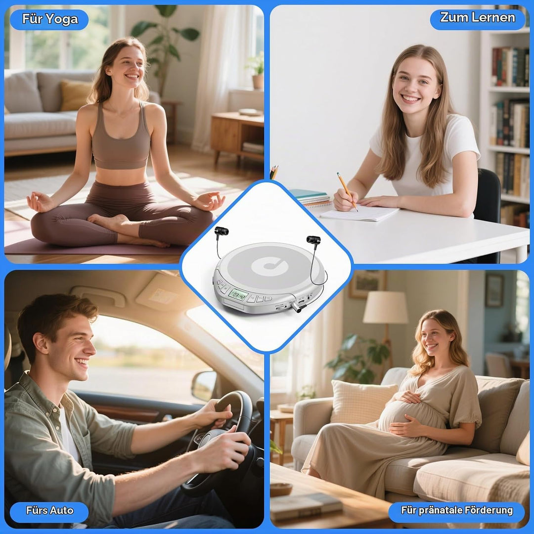 Gueray CD Spieler Tragbarer CD-Player Persönliche CD Players mit Kopfhörer LCD Display Anti-Skip Sch