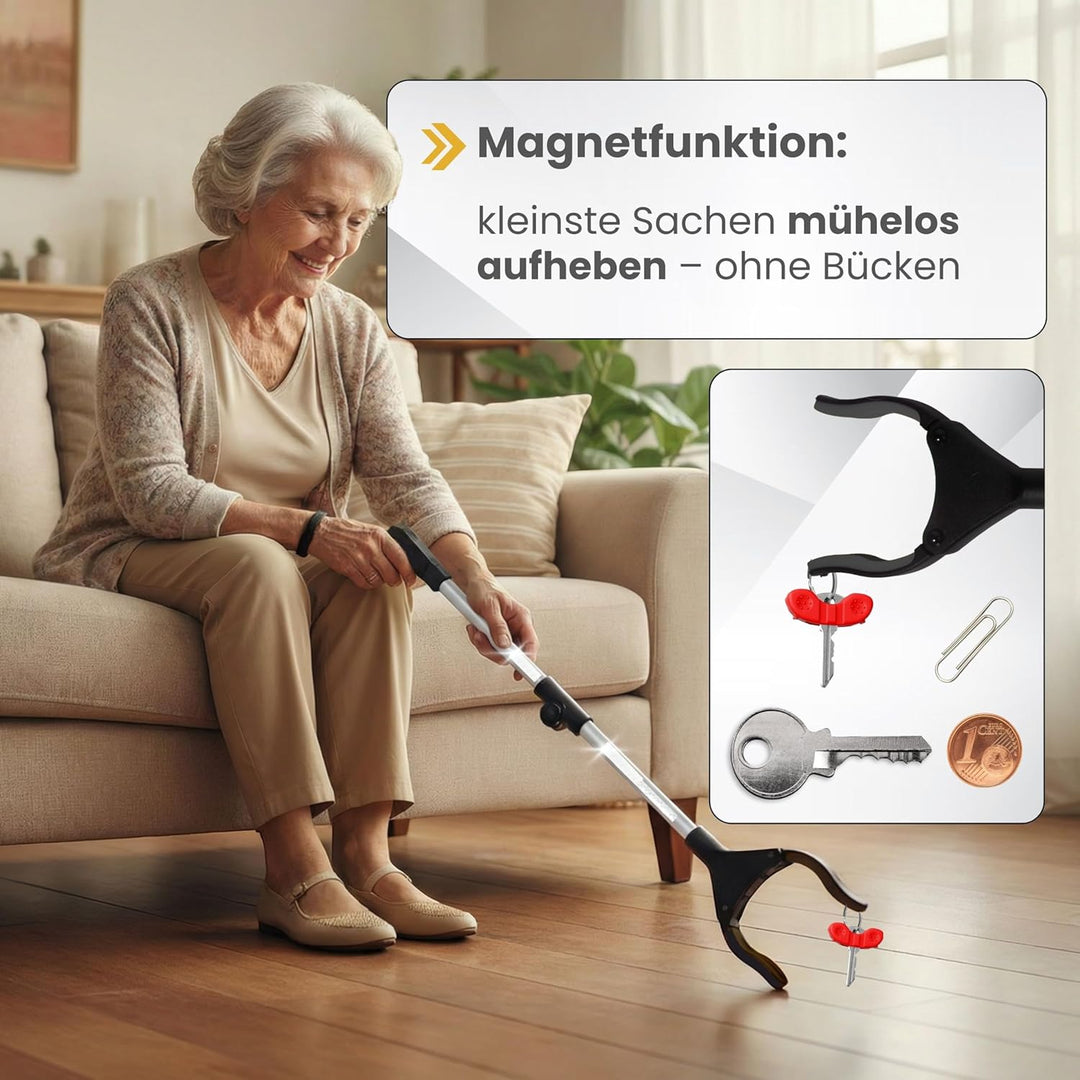 Greifzange für Senioren [80 cm] faltbarer Greifer zum aufheben | Reacher aus Aluminium | Müllzange 3