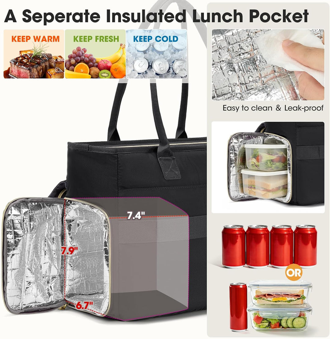RAINSMORE Lehrertasche Damen mit Lunchfach 17.3 Zoll Laptoptasche Gross Isoliertes Fach Wasserdicht