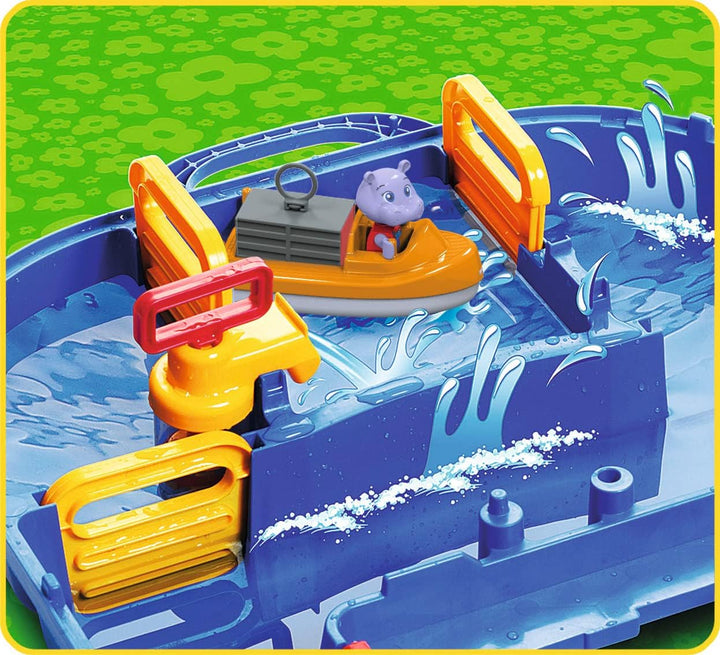 AquaPlay - Mega Lock Box - Wasserbahnset mit 5 Spielstationen und 62 Teilen, inklusive Amphibienauto