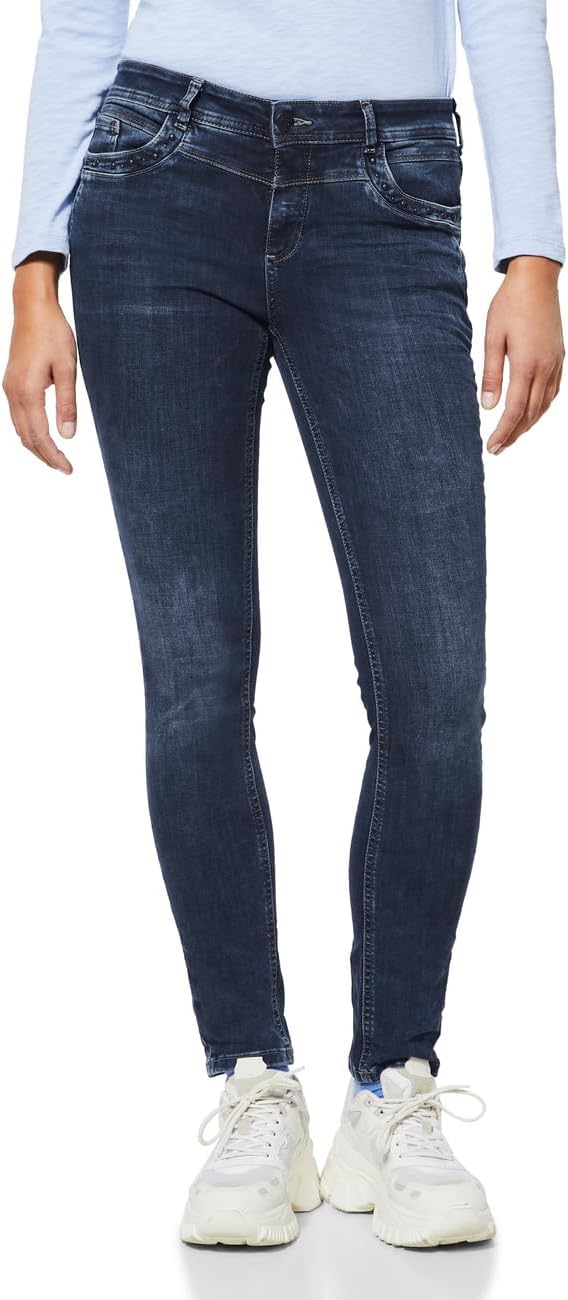 Street One Damen Jeanshose 25W / 30L Blue Black Random Wash, 25W / 30L Blue Black Random Wash