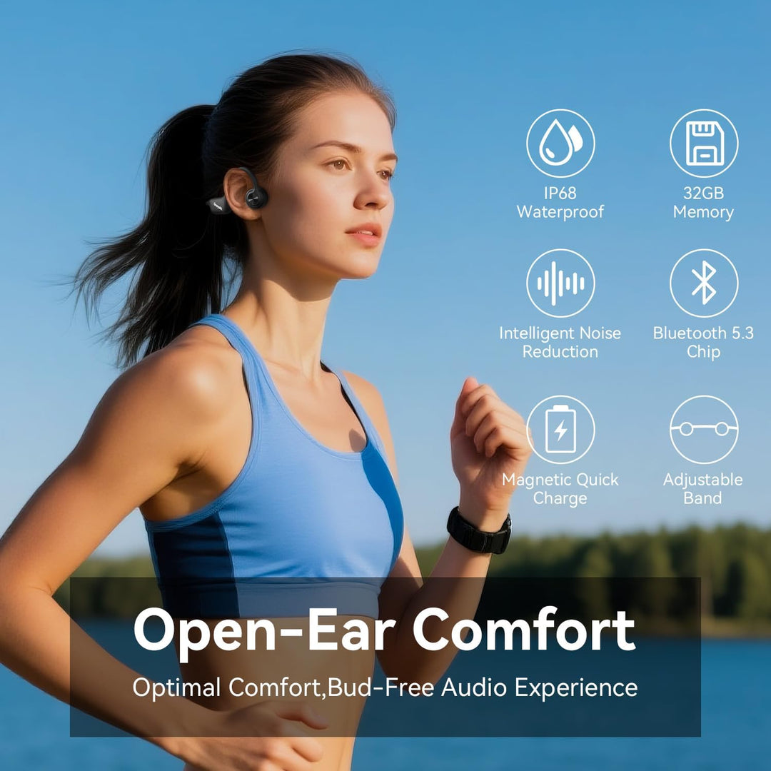 Kopfhörer Schwimmen, Knochenschall Kopfhörer Bluetooth 5.4, IP68 Wasserdicht,SportKopfhörer 32G Spei