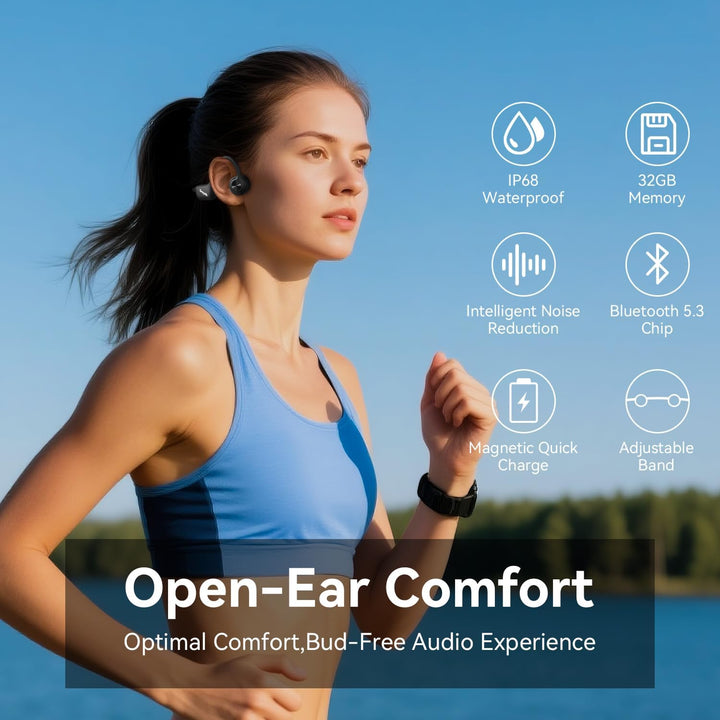 Kopfhörer Schwimmen, Knochenschall Kopfhörer Bluetooth 5.4, IP68 Wasserdicht,SportKopfhörer 32G Spei