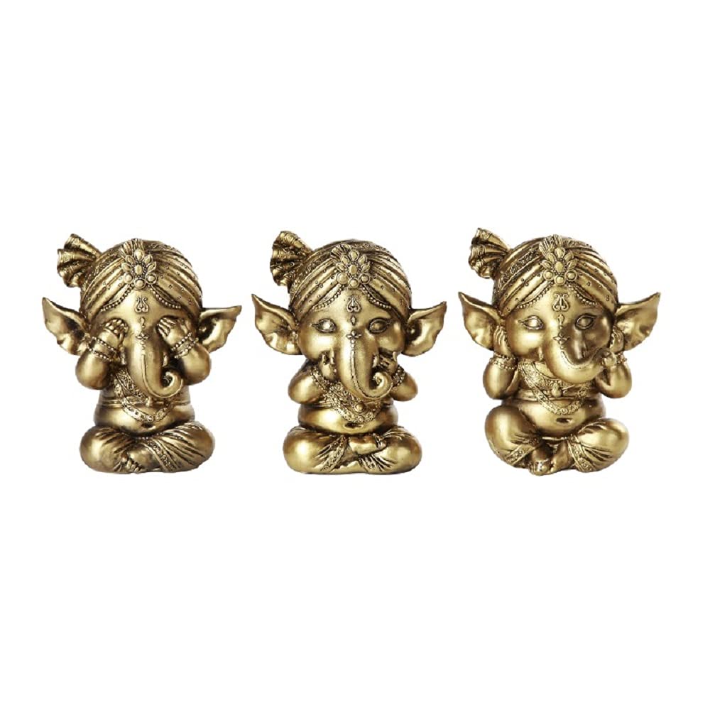 Pacific Giftware Set mit drei Ganesha See No Evil Hear No Evil Speak No Evil Deko-Regalsitter-Figure