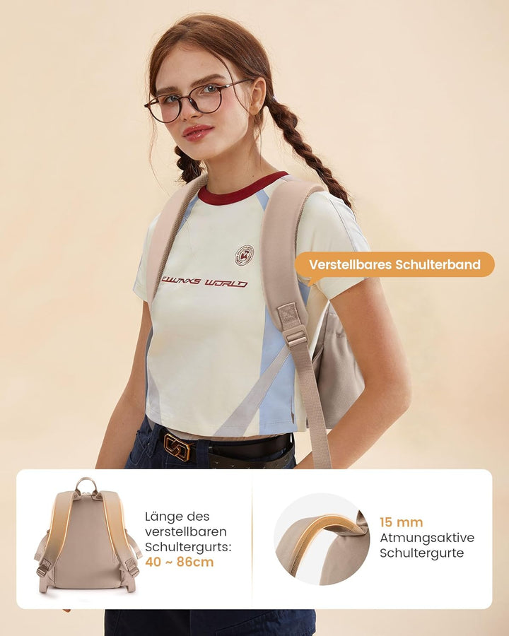 LOVEVOOK Rucksack Damen Klein, 11 Zoll Elegant Cityrucksack Kleiner mit grossem Fach für Trinkflasch