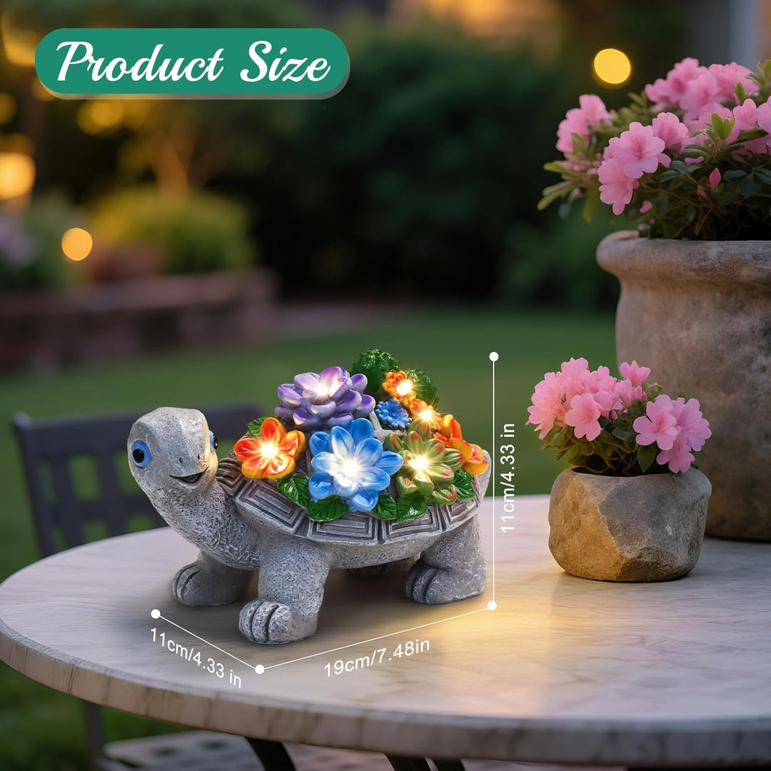 Linkax Geschenke für Frauen Mama, Solar Gartenfiguren Schildkröte Gartendeko für Draussen, mit 7 LED