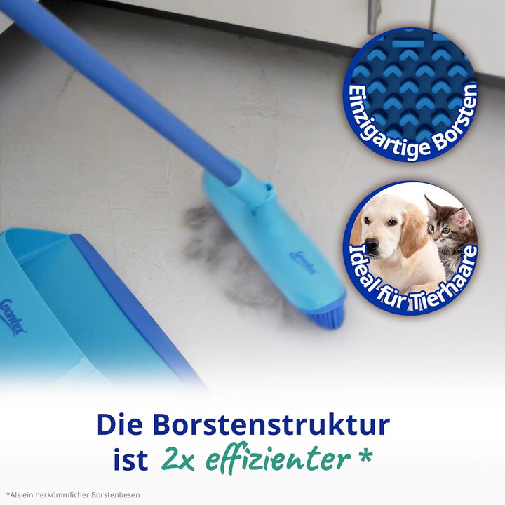 Spontex Catch & Clean Set aus Gummibesen und Kehrblech für den Innenbereich, Set aus Gummibesen und