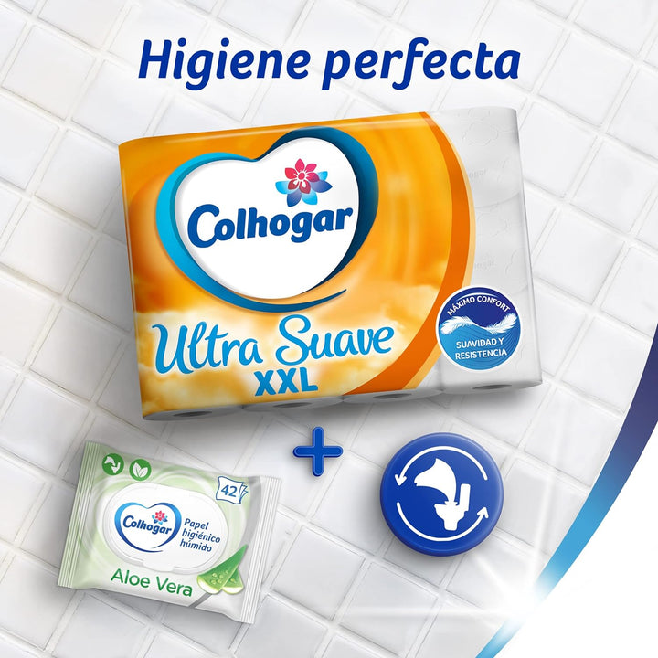 Colhogar Weiches XXL, 5 x 12, weiches Toilettenpapier, Packung mit 60 extra grossen Rollen, 2-lagig,