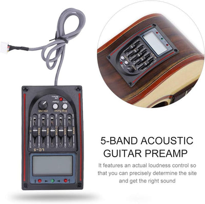 LCD 5-Band-Akustikgitarren-Vorverstärker-EQ LC-5 Equalizer-Tuner Piezo-Pickup-Equalizer-Pickup-Tuner