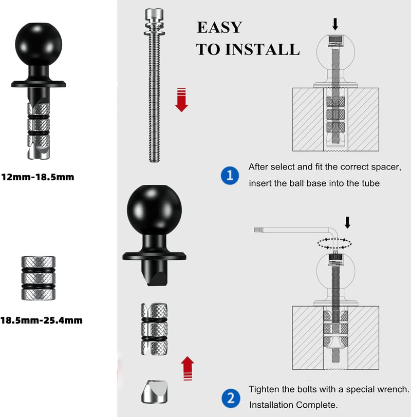 iMESTOU Motorrad Gabelschaft Handyhalterung, Anti-Vibration 1“ Kugel Handyhalterung mit Anti-Diebsta