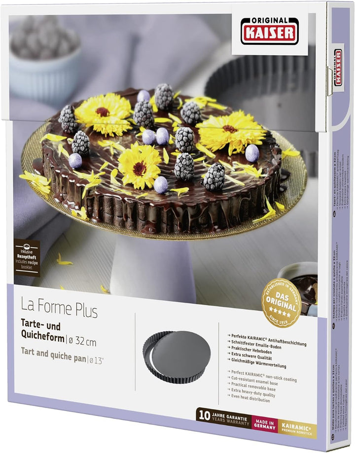 Original Kaiser La Forme Plus Tarteform mit Hebeboden 32cm, Quicheform antihaftbeschichtet, herausdr