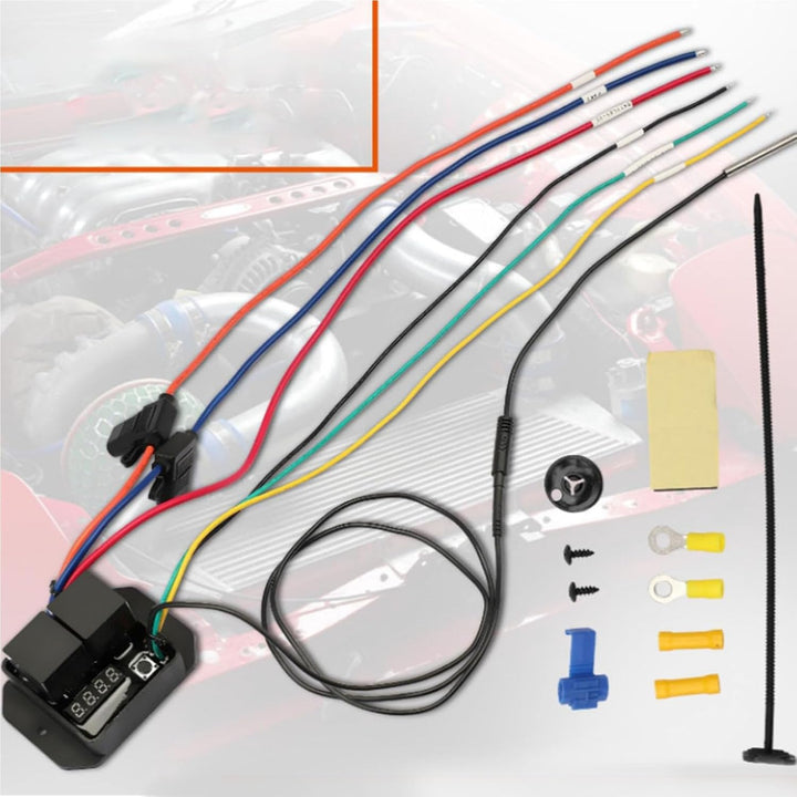 Digitaler Thermatischer Lüfterschaltersatz, 12V 24V Einstellbare Temperatur, Digitaler Kühlerlüfter-