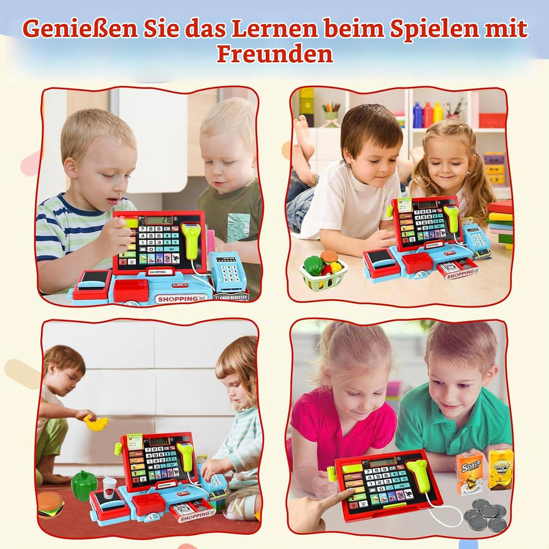 Joellfuner Elektronische Spielzeug Kasse mit Rechnerfunktion, Registrierkasse Supermarktkasse Spielz