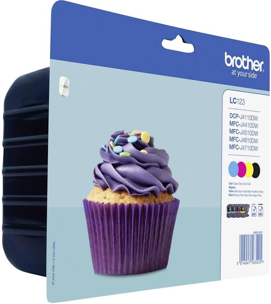 Brother Tinte LC-123 Original Kombi-Pack Schwarz, Cyan, Magenta, Gelb LC123VALBPDR, Multipack, Stand