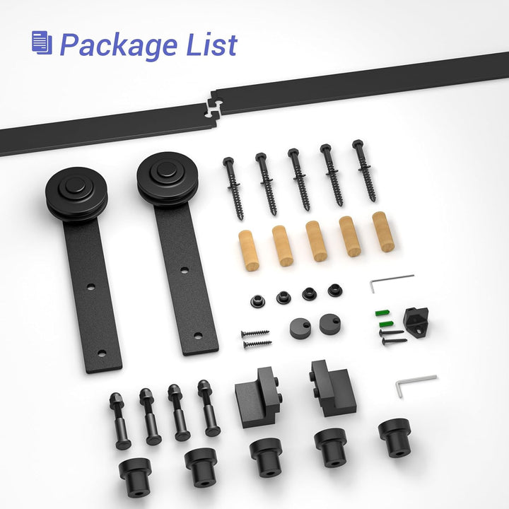 TSMST 6.7FT/202cm Schiebetürsystem Komplett-Set für Schiebetüren,Schwarz Schienen-Kit Passend für ei