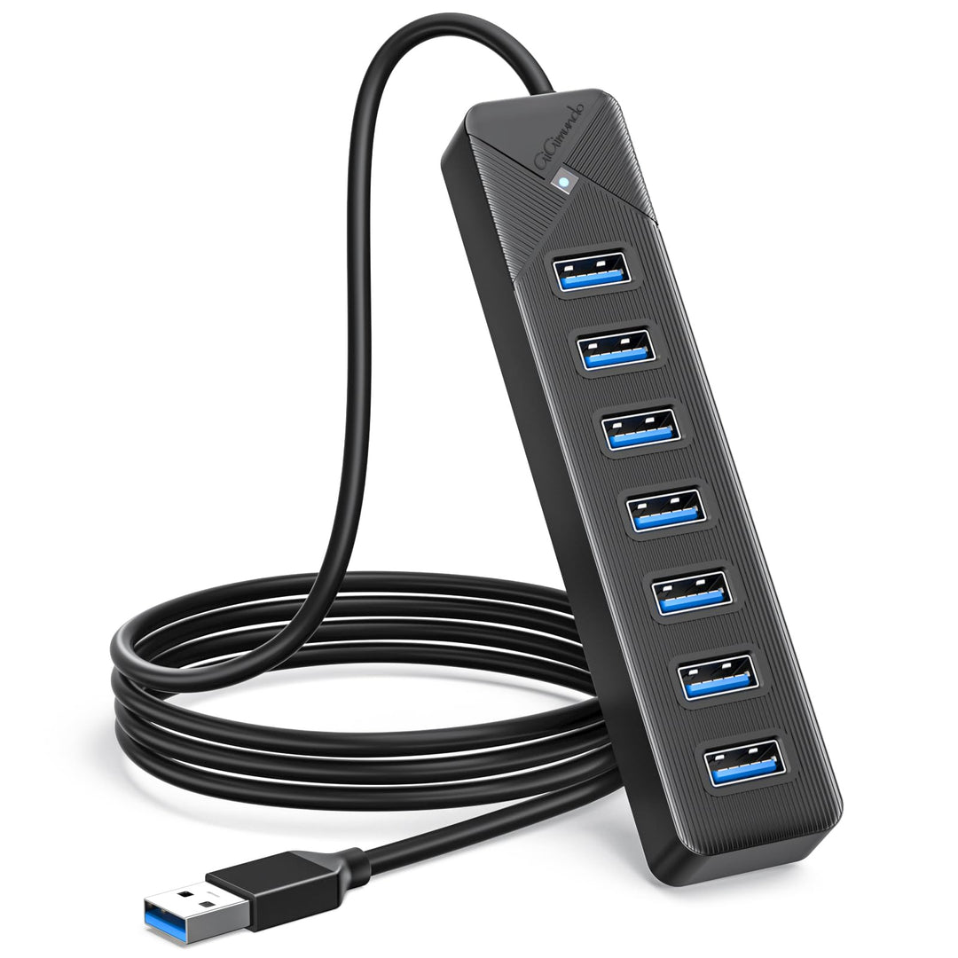 GiGimundo PG7U USB Hub 3.0, 7-Port USB Verteiler, 50CM Kabel mit 5V/3A Stromeingang, Mehrfach USB St