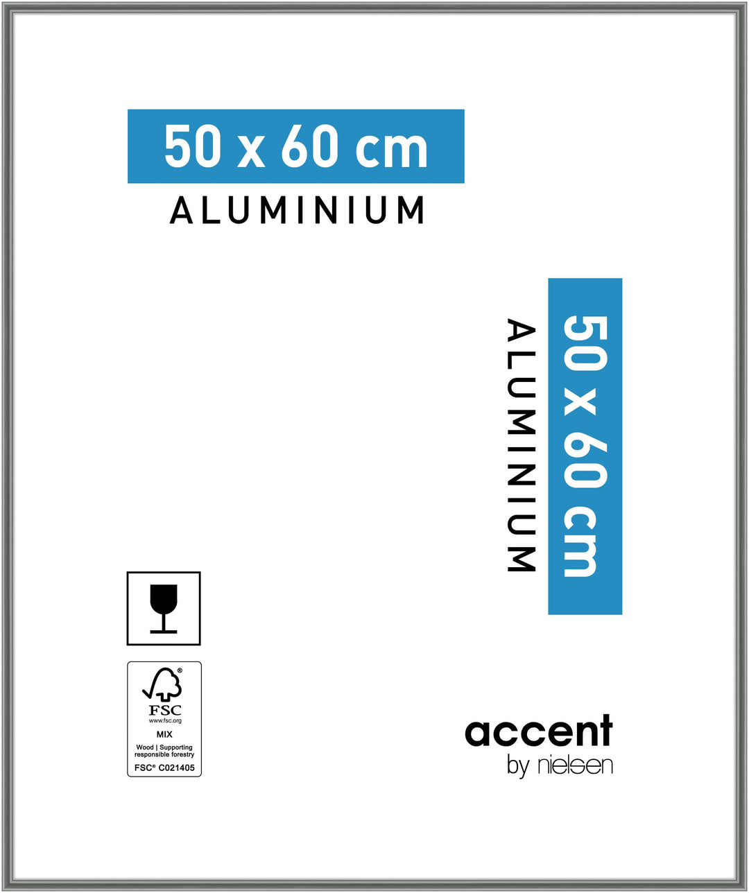 accent by nielsen Aluminium Bilderrahmen Accent, 50x60 cm, Stahlgrau 50 x 60 cm Stahlgrau, 50 x 60 c