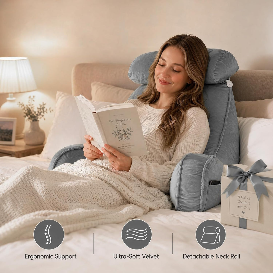 FARYODI Extra Grosses Lesekissen mit Abnehmbarer Hülle, Gefüllt mit Hohlfaser, Ergonomisches Rückens