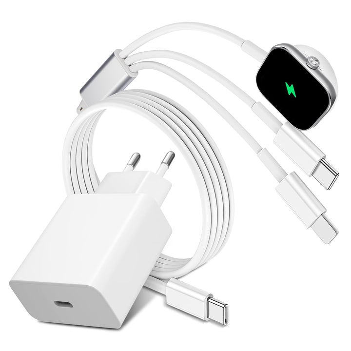 3 in 1 Ladegerät kompatibel für Apple Watch und iPhone USB C, 1.8M Ladekabel mit Magnet, 45W Schnell