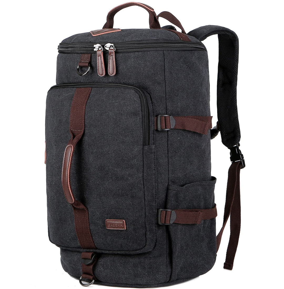 BAOSHA HB-26 Herren Vintage Canvas Rucksack Schwarz, Schwarz