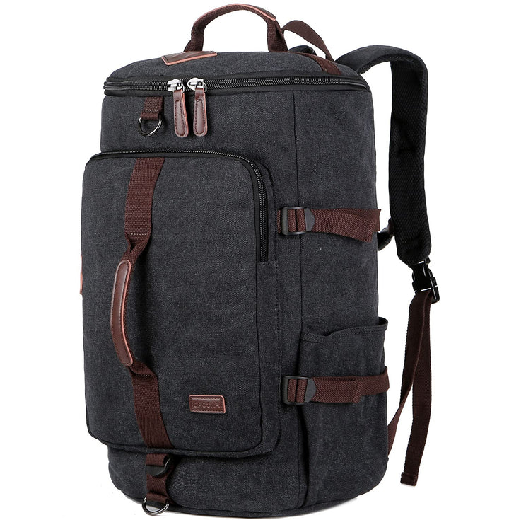 BAOSHA HB-26 Herren Vintage Canvas Rucksack Schwarz, Schwarz