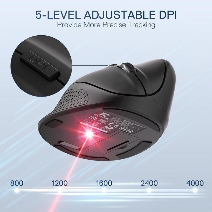 Redragon BM-4033 Kabellose, ergonomische Vertikalmaus, 2,4-GHz-Verbindung, 5 DPI-Stufen bis zu 4000,