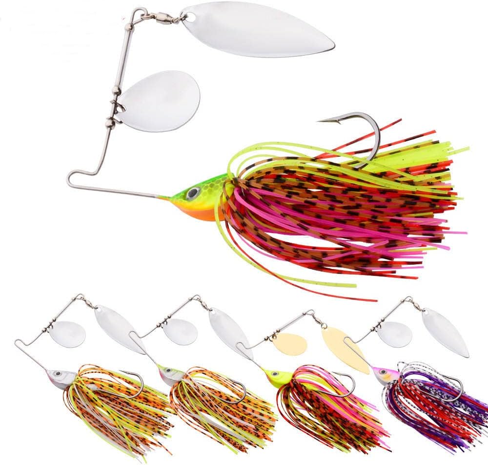 Chatterbait Set 5 Stück in Box 15g | Chattbait Hecht & Barsch Köder Set | Angel Kunstköder Hechtköde