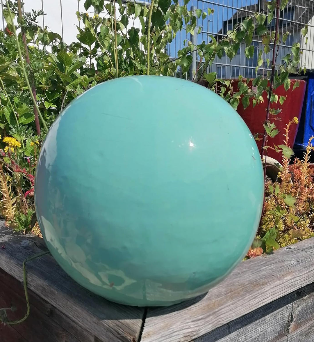 Generisch NEU !! Kugel ø ca. 30 cm aus frostfesten Steinzeug Keramik- türkis glänzend glasiert Deko
