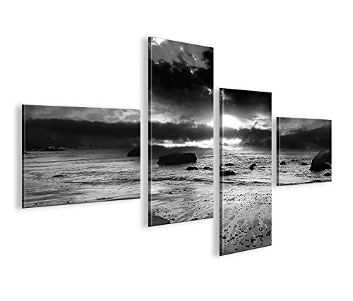 islandburner Bild Bilder auf Leinwand Black Ocean 4L XXL Poster Leinwandbild Wandbild Dekoartikel Wo